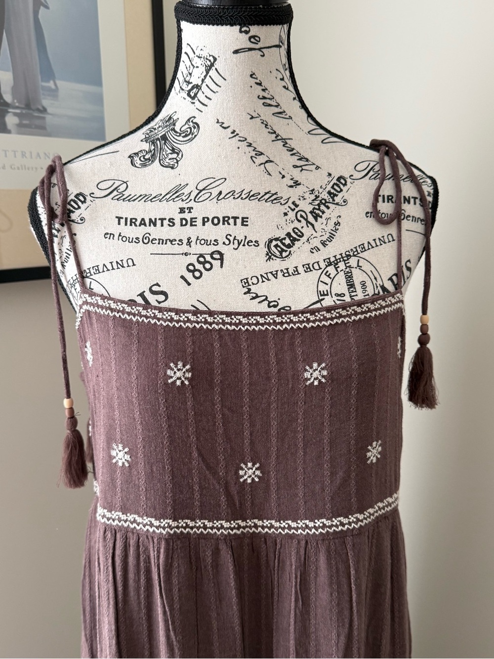American Eagle Outfitters Brown Embroidered Maxi Dress - Picture 5 of 11